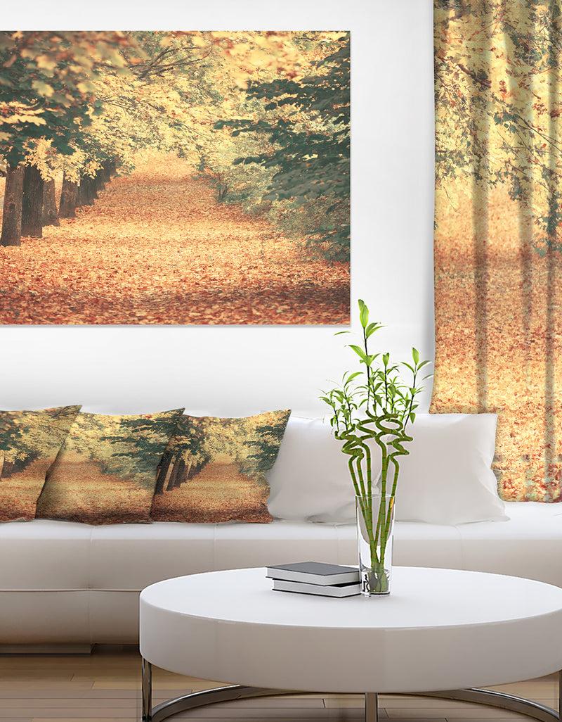 designq Autumn Forest with Walking Path - Modern Forest Canvas Wall Art