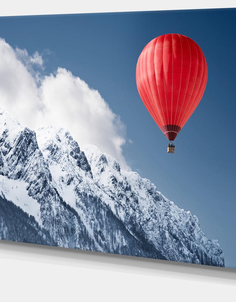 Designq Balloon Over Winter Hills - Landscape Wall Artwork