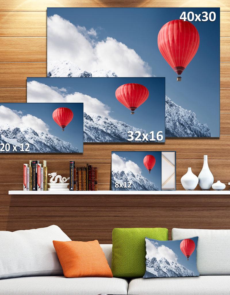 Designq Balloon Over Winter Hills - Landscape Wall Artwork