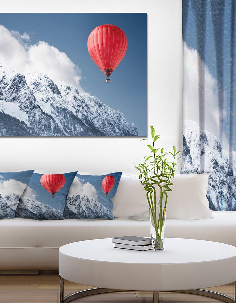 designq Balloon Over Winter Hills - Landscape Wall Artwork
