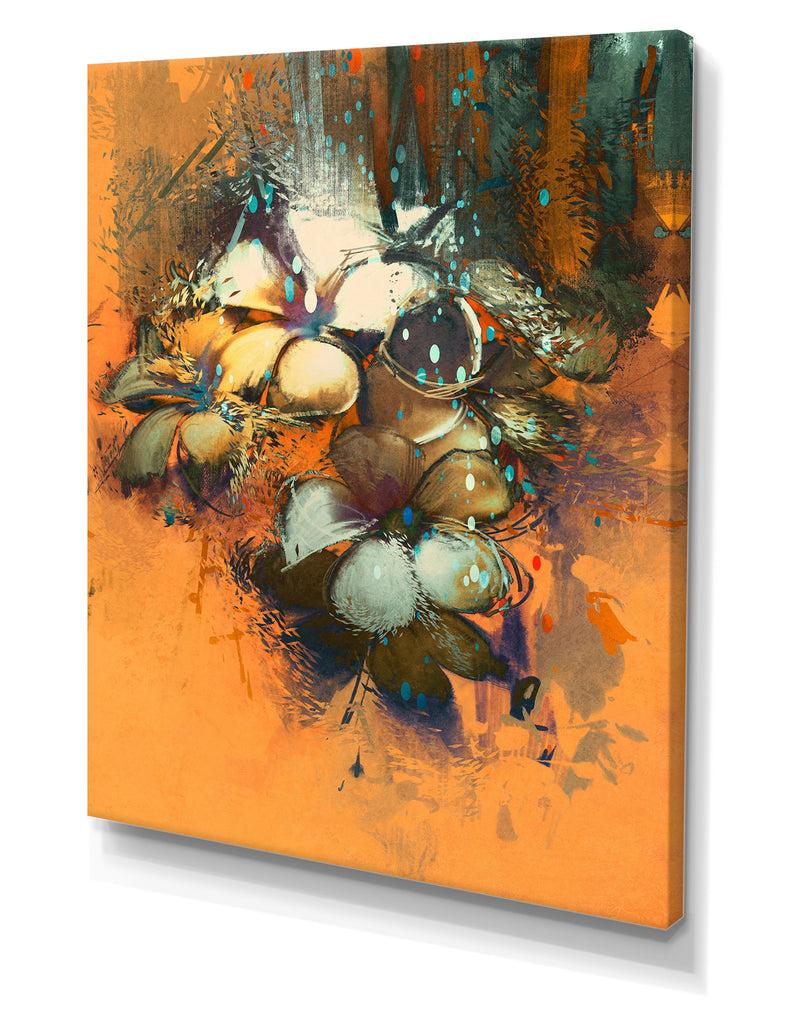 Designq Beautiful Abstract Colorful Flowers Design - Cottage Canvas Wall Art