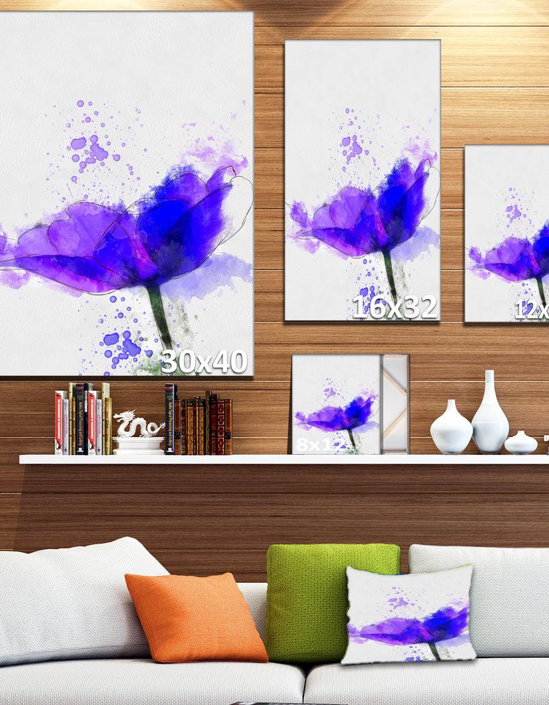 Designq Beautiful Blue Anemone Sketch - Floral Canvas Artwork Print