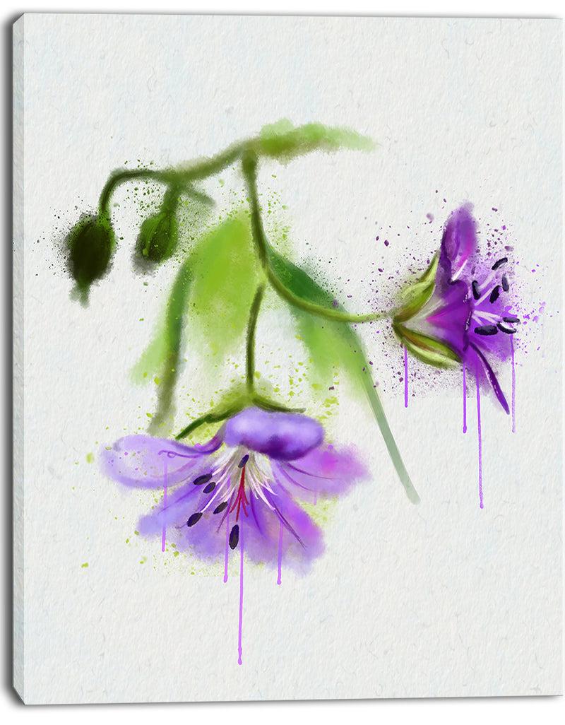Designq Beautiful Blue Flowers With Stem - Large Floral Canvas Artwork