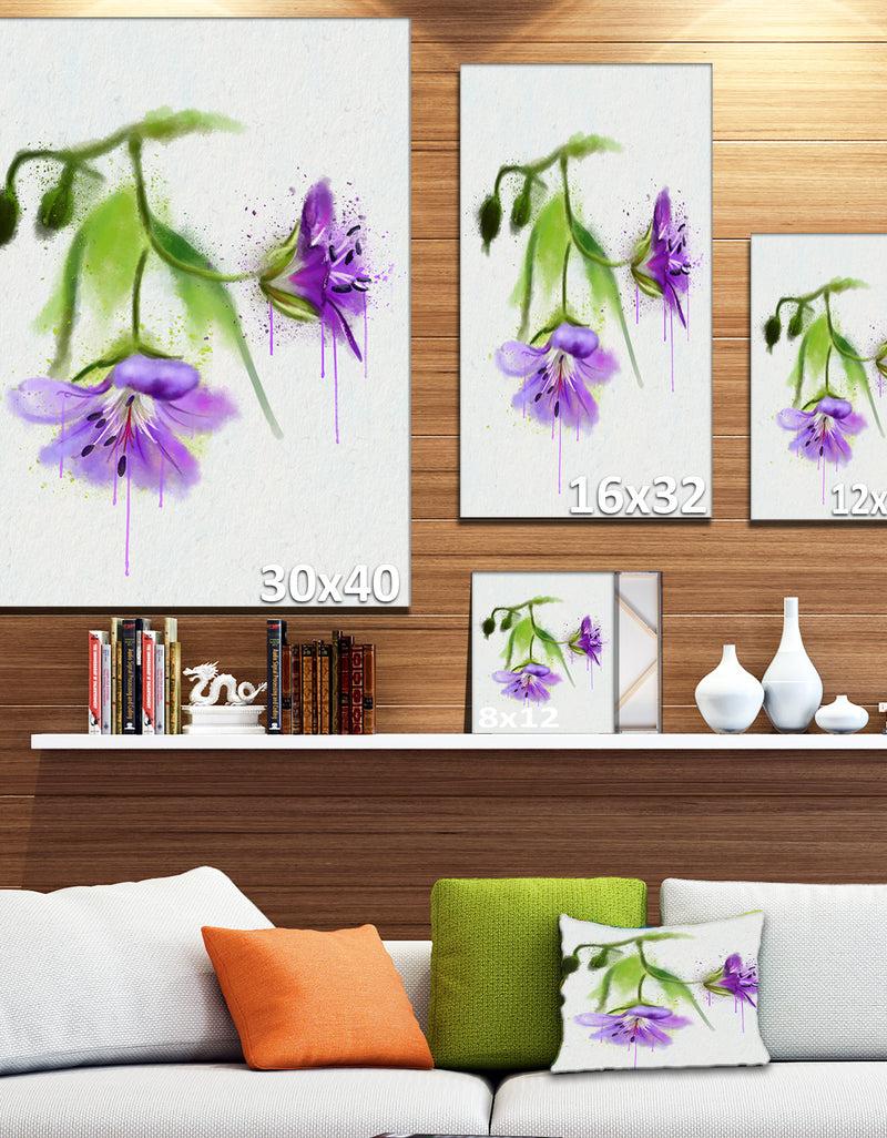 Designq Beautiful Blue Flowers With Stem - Large Floral Canvas Artwork