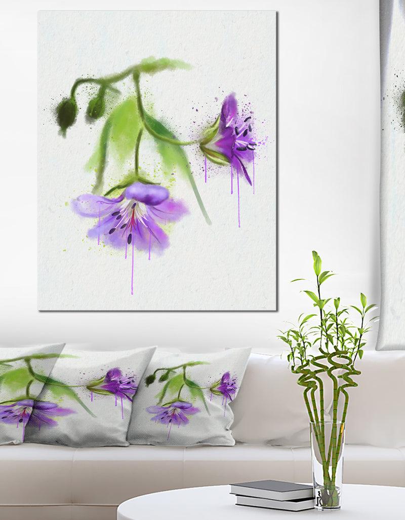 designq Beautiful Blue Flowers with Stem - Large Floral Canvas Artwork