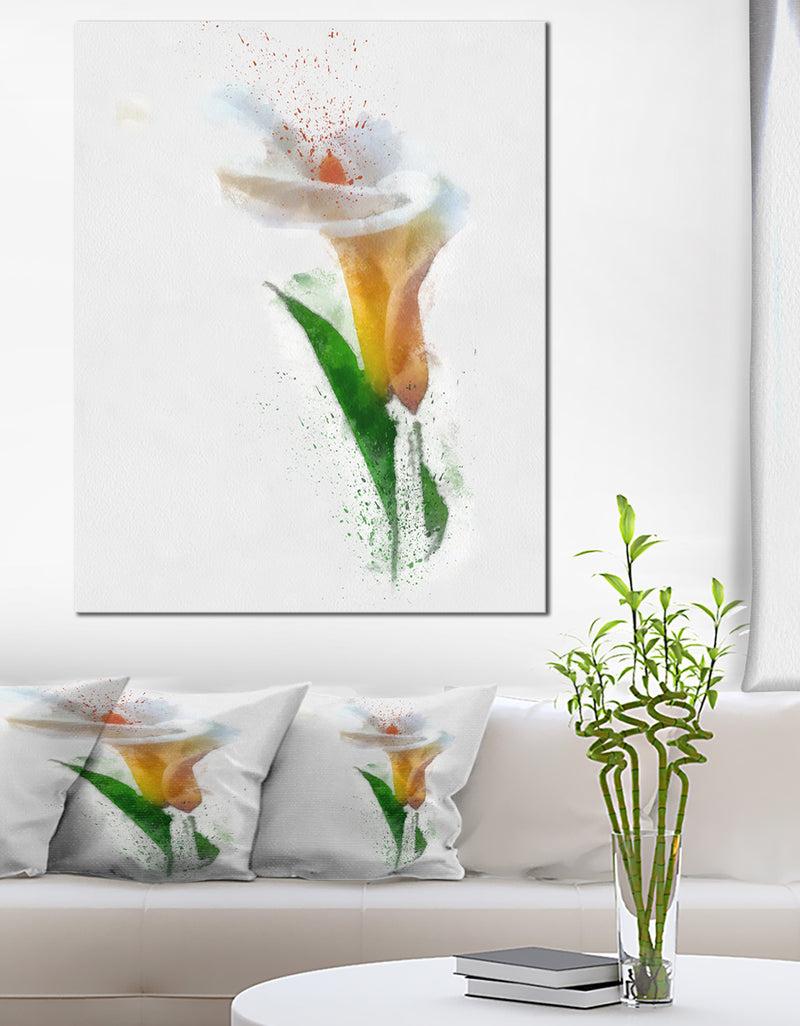 designq Beautiful Flower with Paint Splashes - Large Floral Canvas Artwork