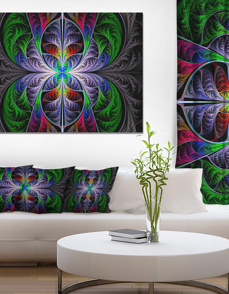 designq Beautiful Fractal Stained Glass - Abstract Wall Art Canvas