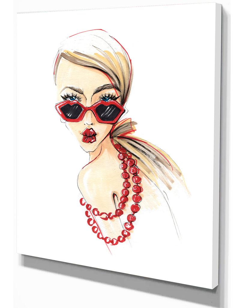 Designq Beautiful Girls Send An Air Kiss - Glamour Painting Print On Wrapped Canvas