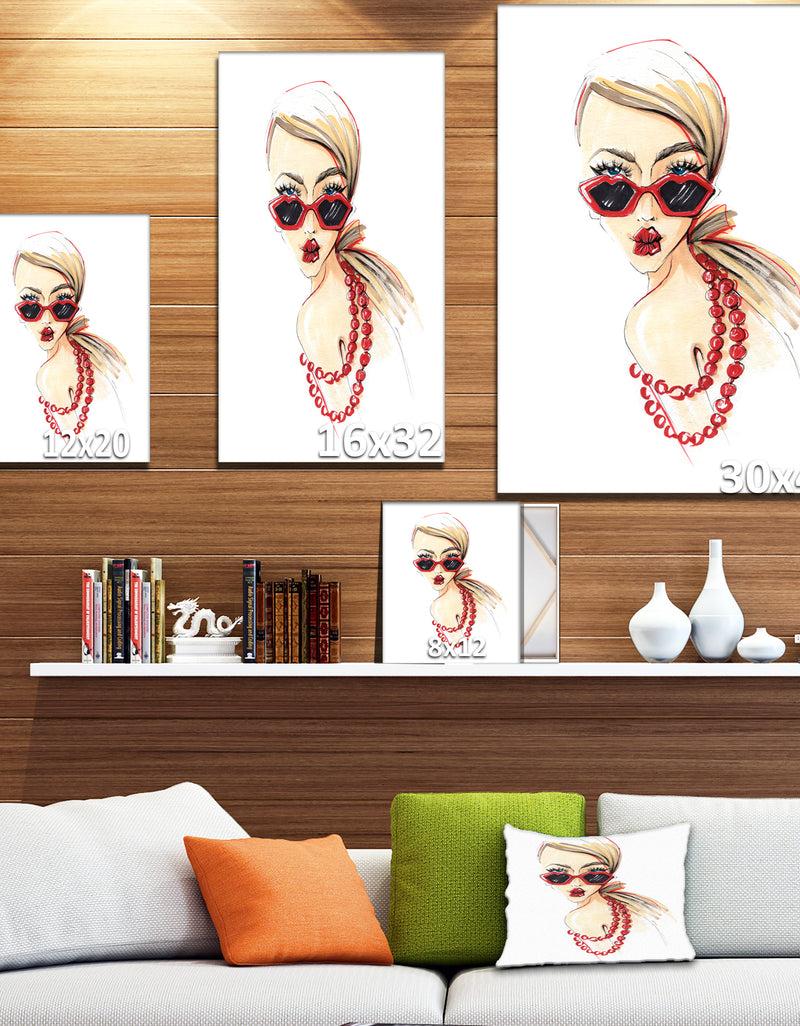 Designq Beautiful Girls Send An Air Kiss - Glamour Painting Print On Wrapped Canvas