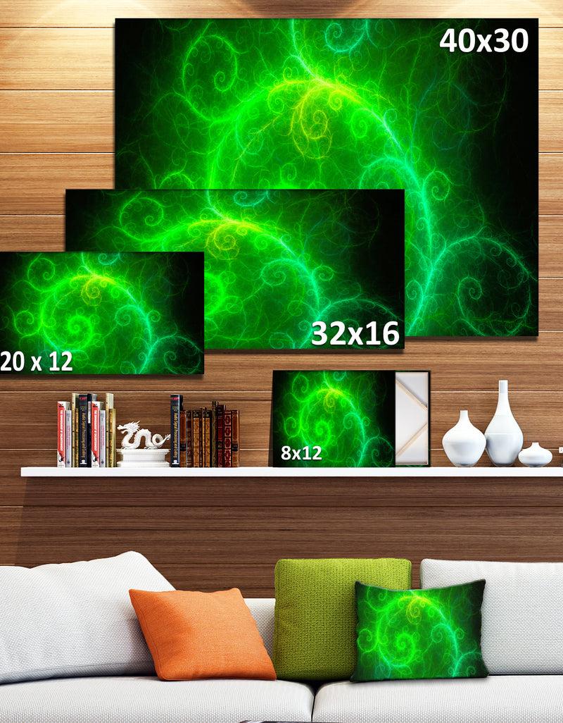 Designq Beautiful Green Pattern On Black - Abstract Wall Art Canvas