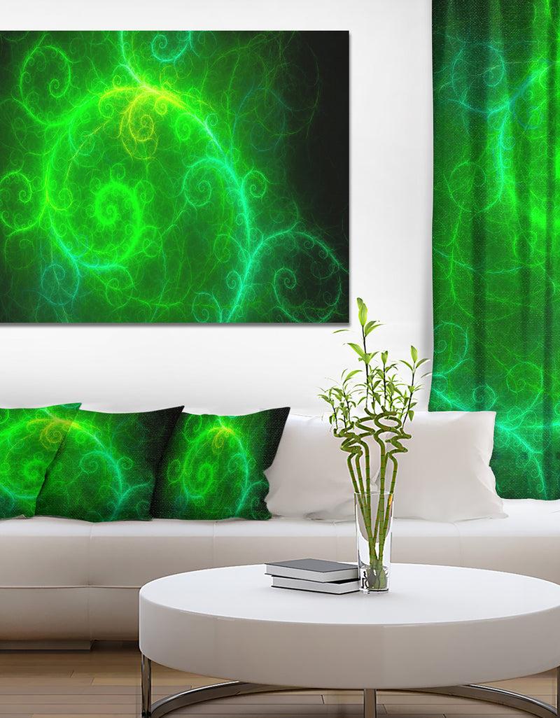 designq Beautiful Green Pattern on Black - Abstract Wall Art Canvas