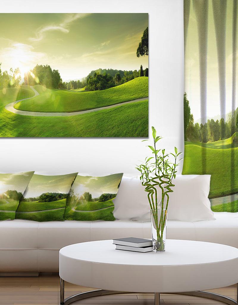 designq Beautiful Green Valley Panorama - Landscape Wall Artwork
