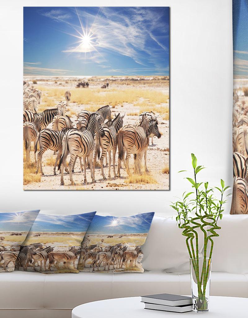 designq Beautiful Herd of Zebra on Bright Day - African Wall Art Print