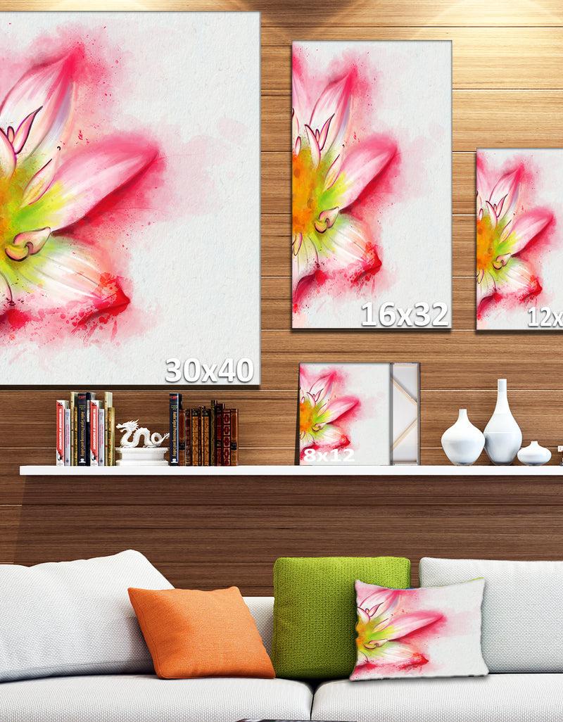 Designq Beautiful Pink Flower Painting - Large Floral Canvas Artwork