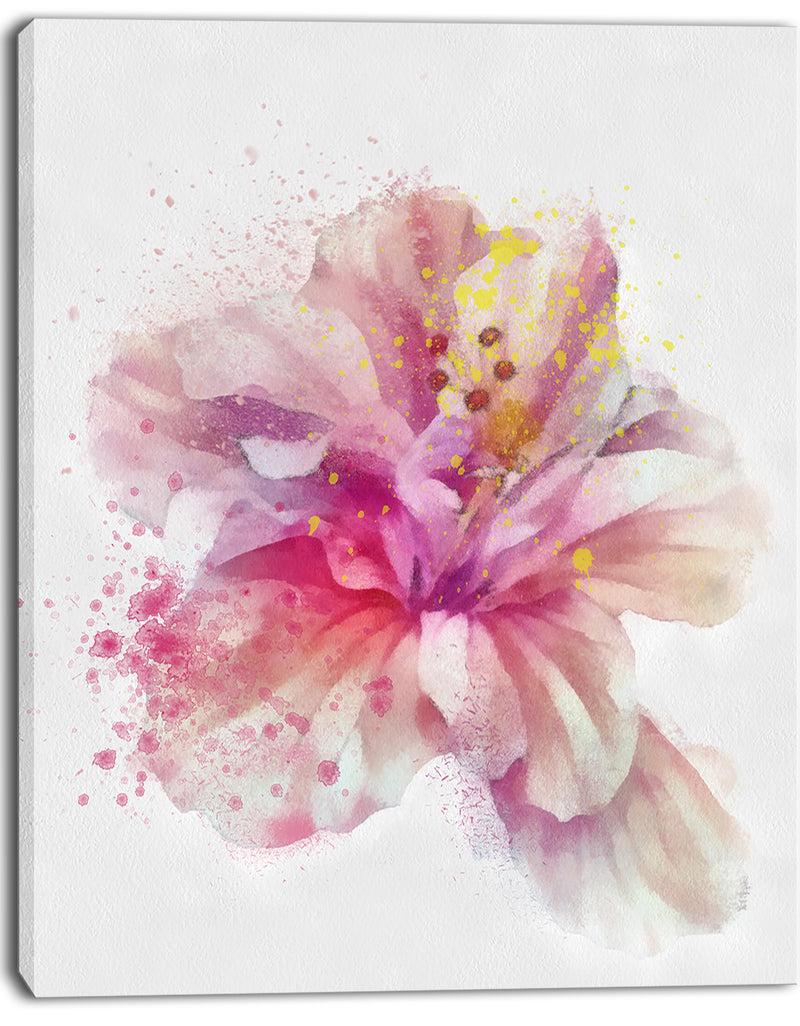 Designq Beautiful Pink Flower Watercolor - Flower Canvas Print Artwork