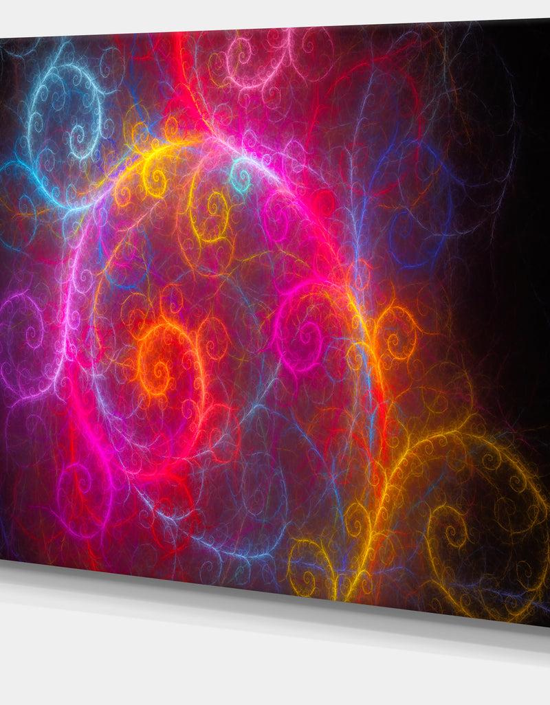 Designq Beautiful Pink Pattern On Black - Abstract Wall Art Canvas