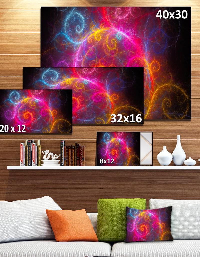 Designq Beautiful Pink Pattern On Black - Abstract Wall Art Canvas