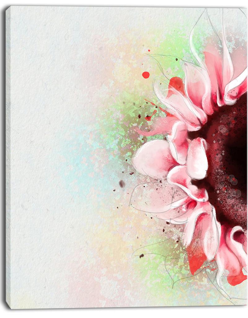 Designq Beautiful Pink Sunflower Watercolor - Flowers Canvas Wall Artwork