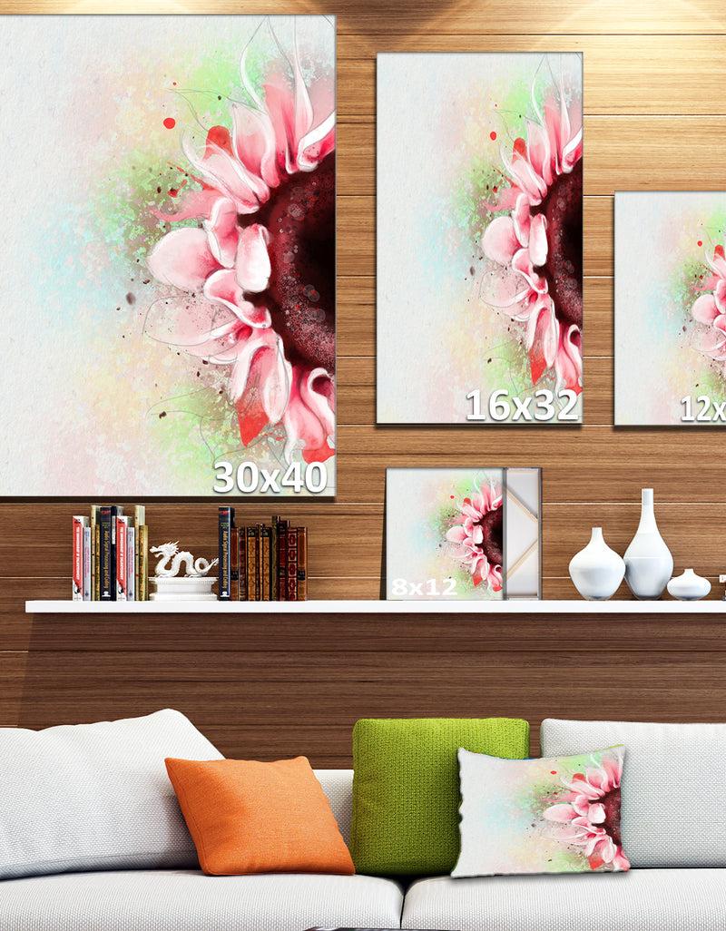 Designq Beautiful Pink Sunflower Watercolor - Flowers Canvas Wall Artwork