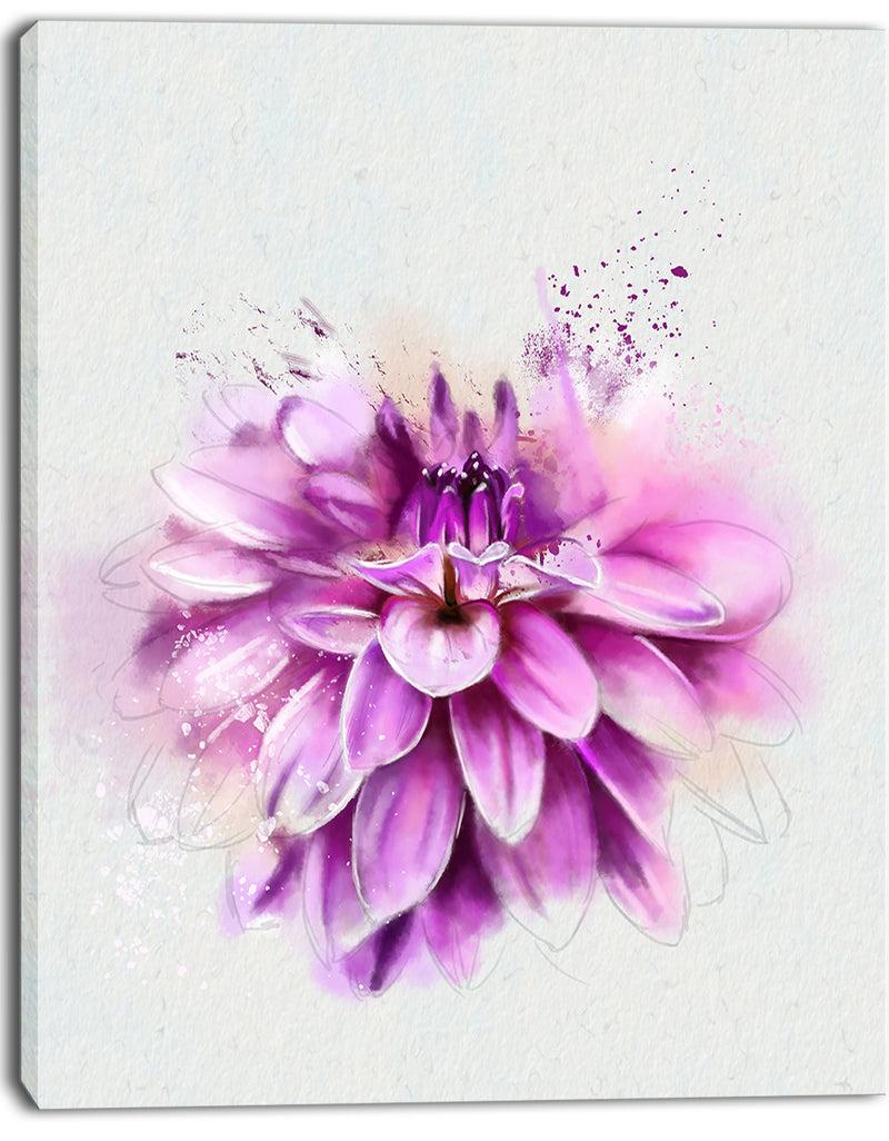 Designq Beautiful Pink Watercolor Flower - Flower Canvas Print Artwork