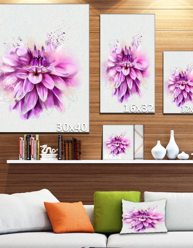 Designq Beautiful Pink Watercolor Flower - Flower Canvas Print Artwork