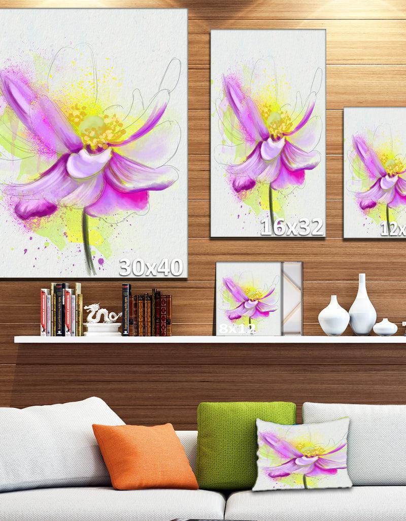 Designq Beautiful Purple Flower With Yellow - Flowers Canvas Wall Artwork