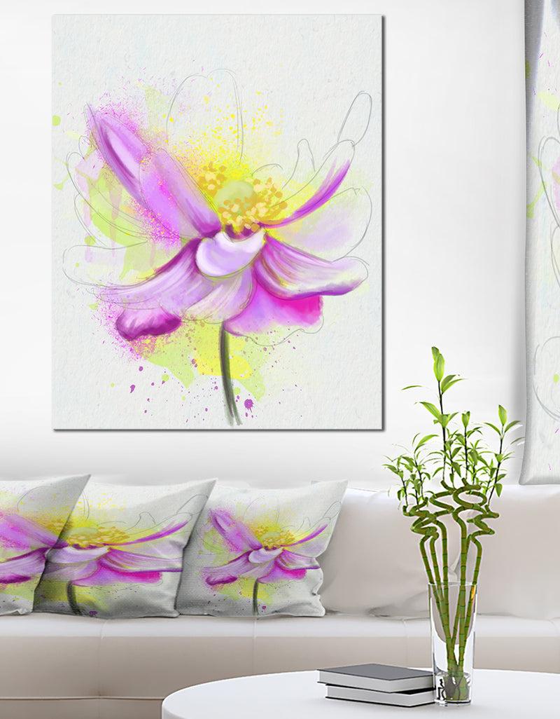 designq Beautiful Purple Flower with Yellow - Flowers Canvas Wall Artwork
