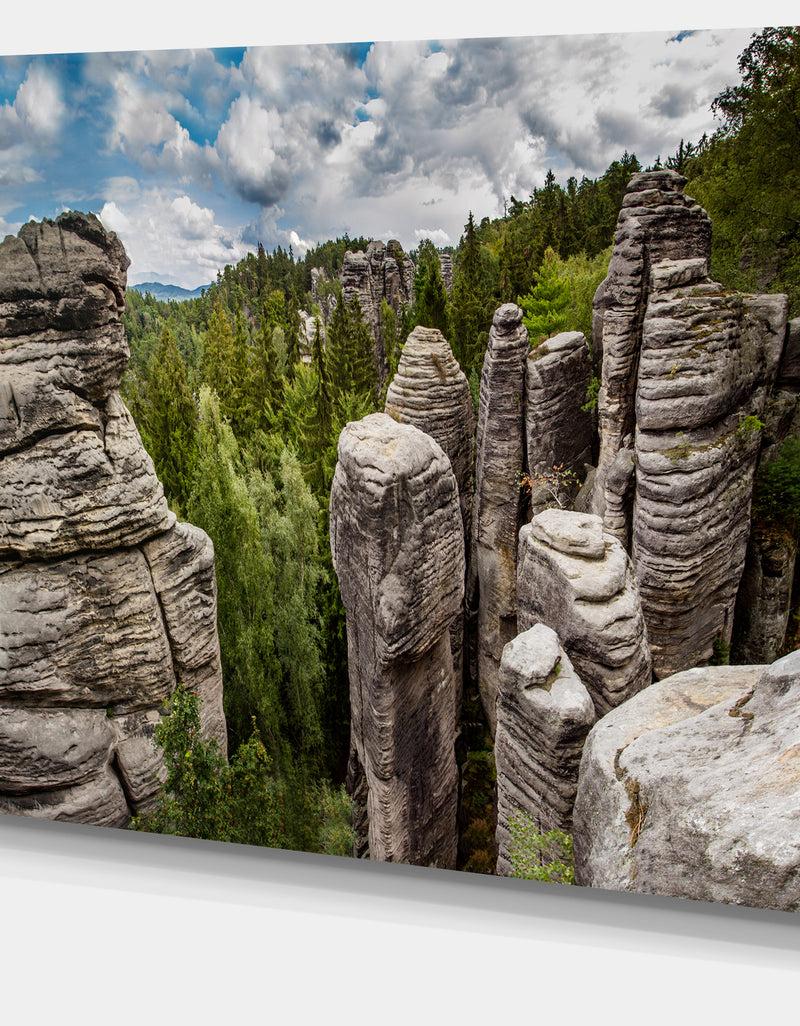 Designq Beautiful Rocks In Bohemian Paradise Landscape Wall Art Canvas Print