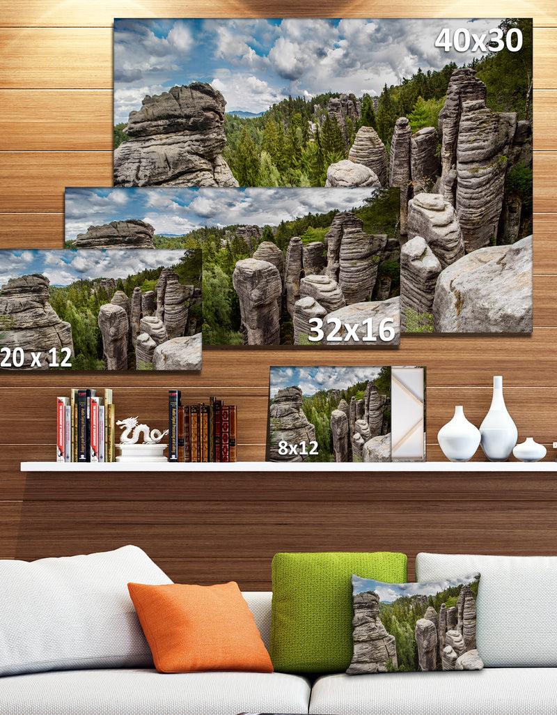 Designq Beautiful Rocks In Bohemian Paradise Landscape Wall Art Canvas Print
