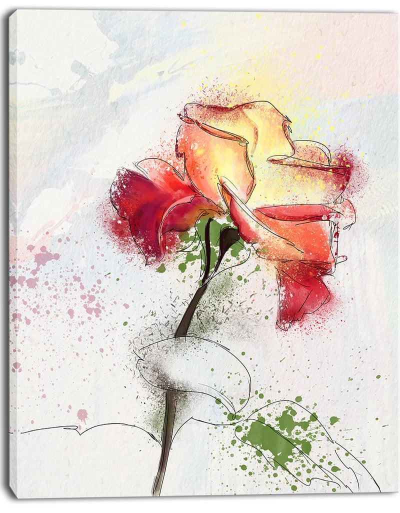 Designq Beautiful Rose Illustration Drawing - Floral Canvas Artwork Print
