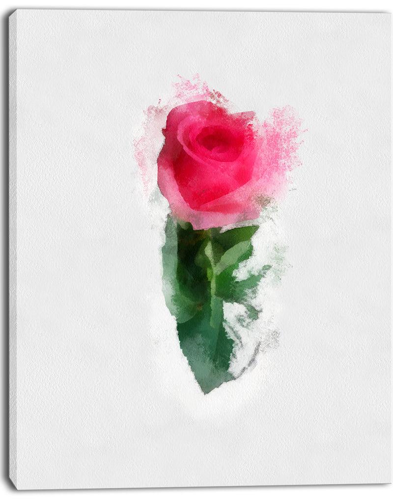 Designq Beautiful Rose With Leaves Drawing - Floral Canvas Artwork Print