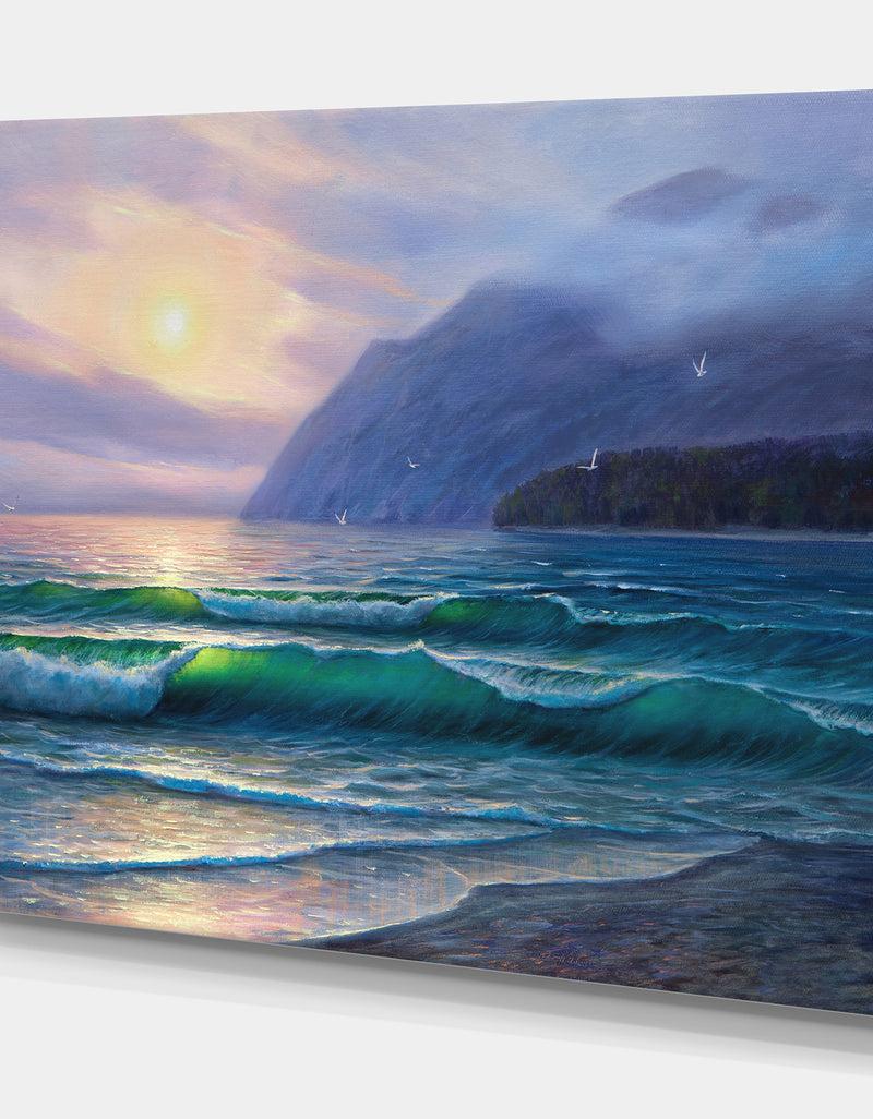 Designq Beautiful Sunrise At The Morning - Landscapes Sea & Shore Photographic On Wrapped Canvas