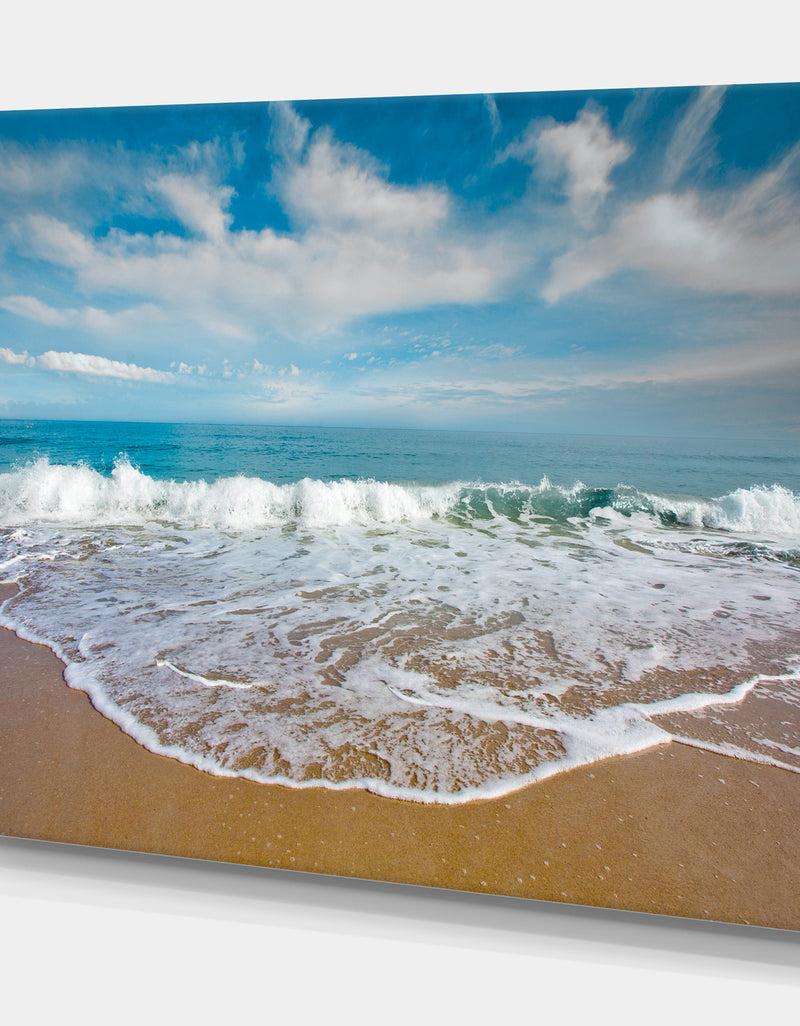 Designq Beautiful Waves In Cloudy Sky - Sea & Shore Photography On Wrapped Canvas