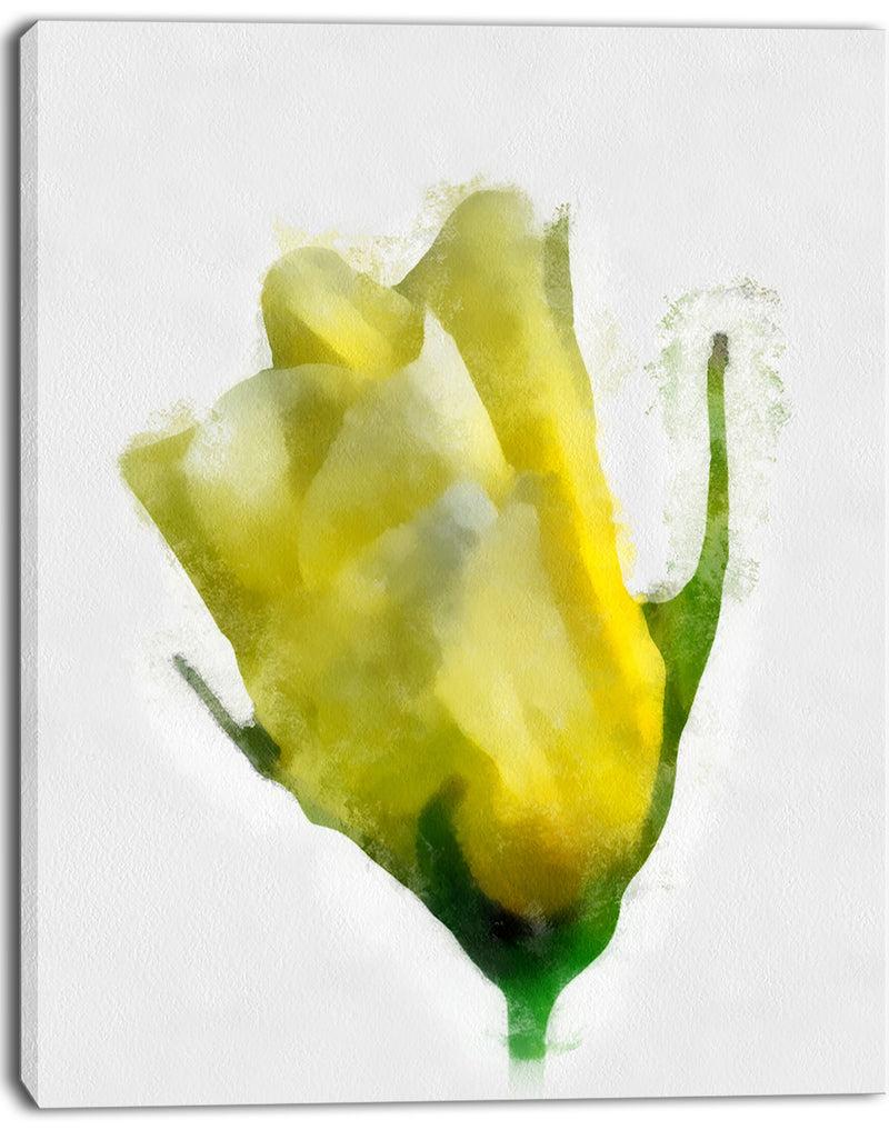 Designq Beautiful Yellow Rose Watercolor - Flower Canvas Print Artwork