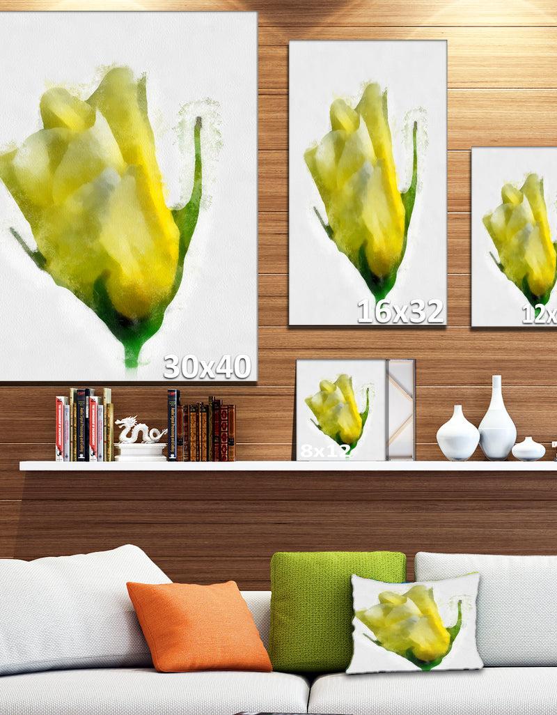 Designq Beautiful Yellow Rose Watercolor - Flower Canvas Print Artwork