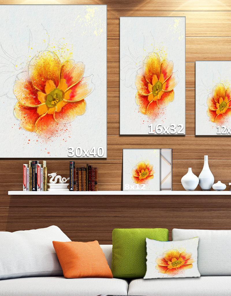 Designq Beautiful Yellow Watercolor Flower - Floral Canvas Artwork Print
