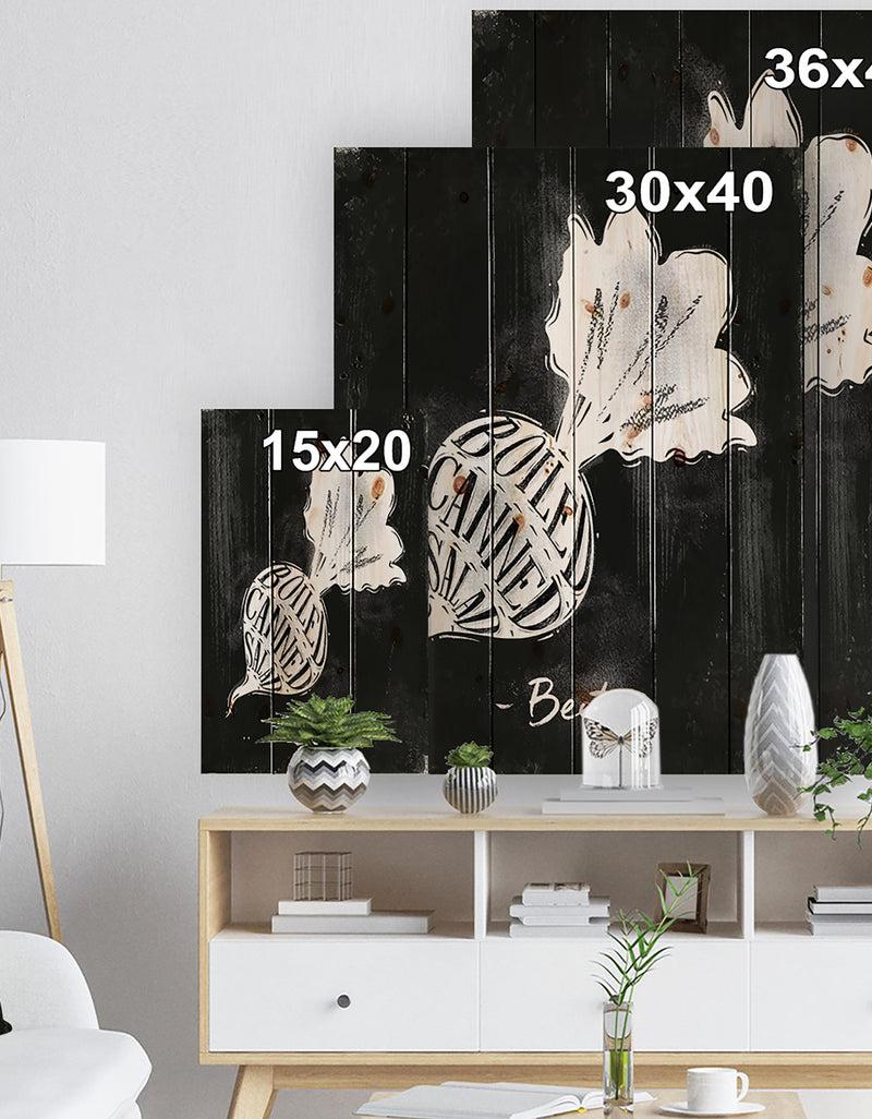 Designq Beet Cutting Scheme Chalk - Farmhouse Food Painting Print On Natural Pine Wood