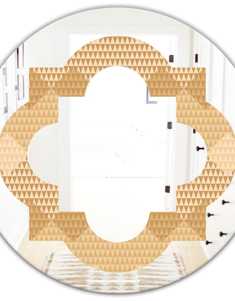 Designq Beige Retro Triangular Wave - Modern Round Or Oval Wall Mirror - Quatrefoil