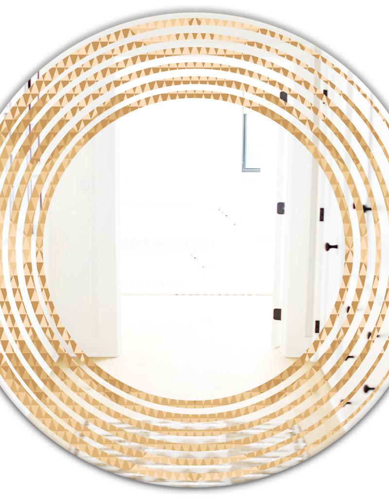 Designq Beige Retro Triangular Wave - Modern Round Or Oval Wall Mirror - Wave