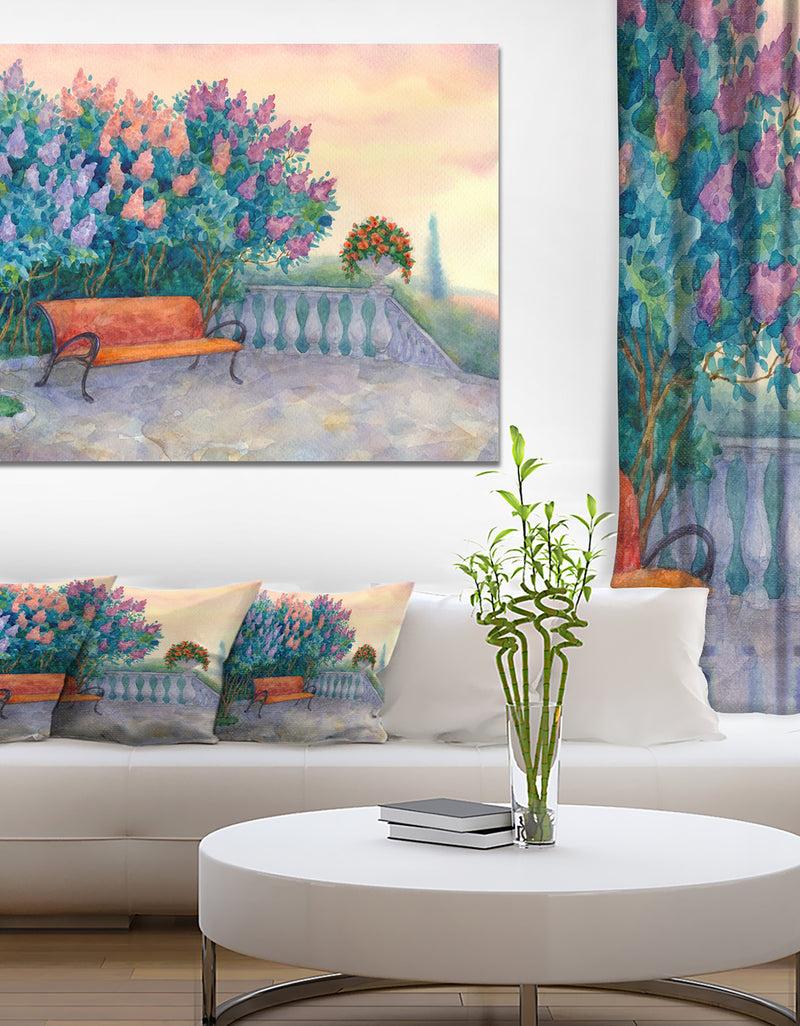 designq Bench under Flowering Lilac - Landscape Wall Artwork