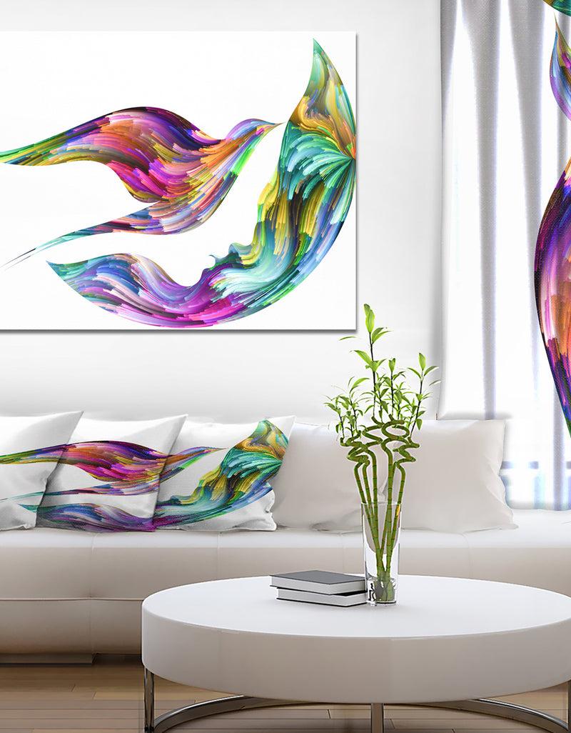 designq Bird Petals of Imagination - Digital Art on wrapped Canvas