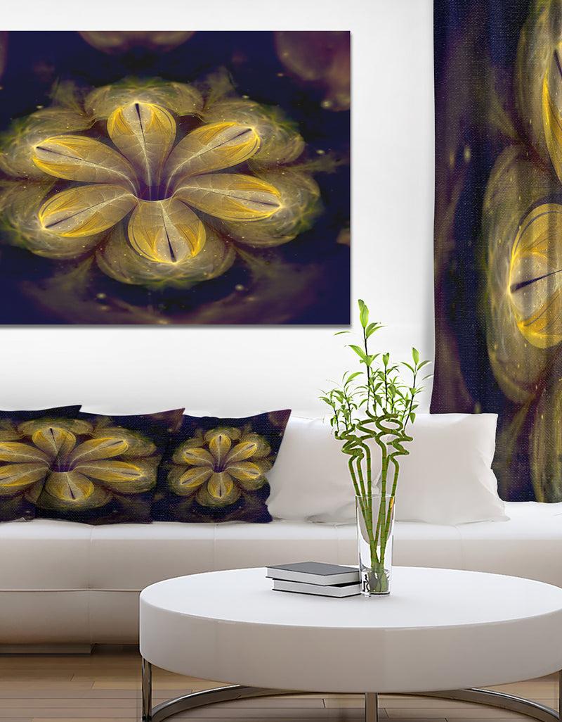 designq Black Yellow Fractal Flower Pattern - Abstract Artwork on Canvas