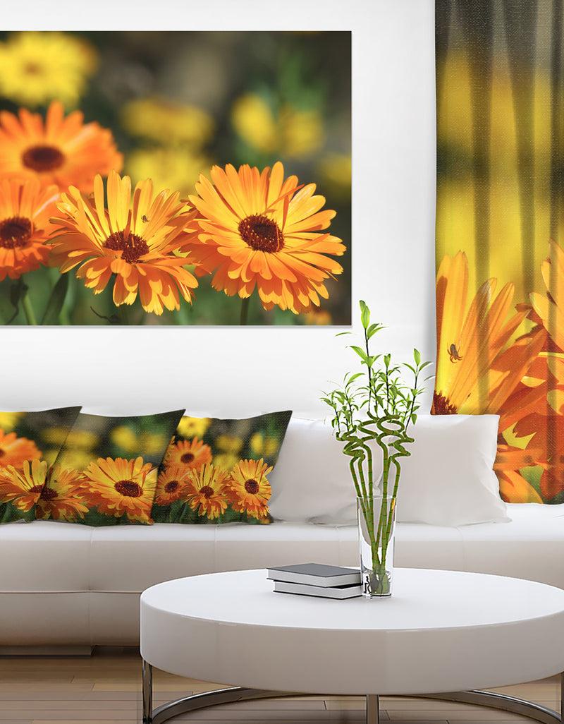 designq Blooming Orange Marigold Flowers - Extra Large Floral Canvas Art