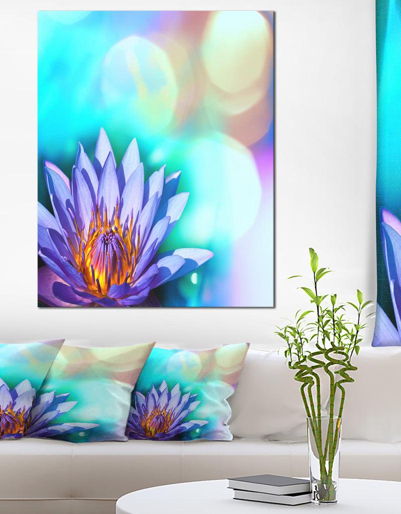 designq Blossoming Purple Lotus Flower - Floral Canvas Art Print