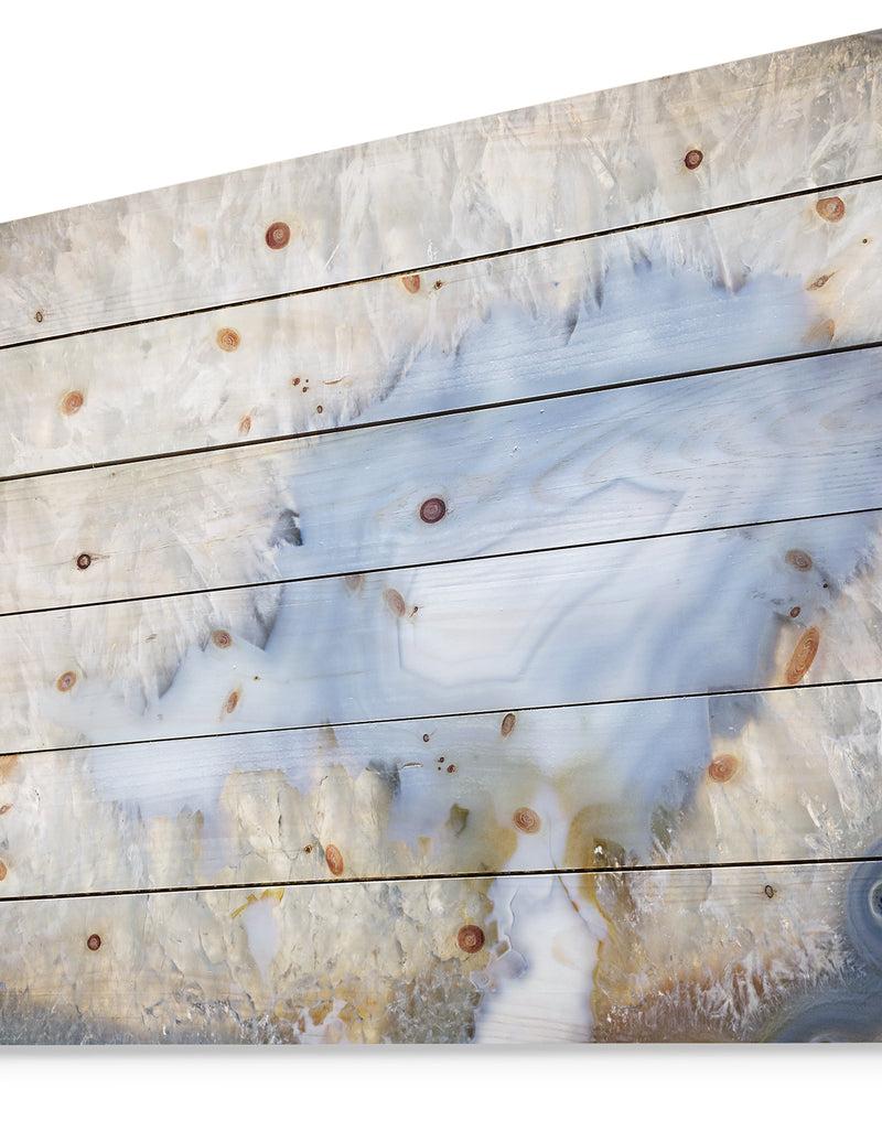 Designq Blue Agate -Stone Print On Natural Pine Wood