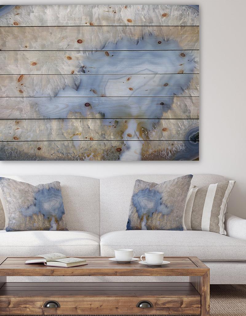 designq Blue agate -Stone Print on Natural Pine Wood