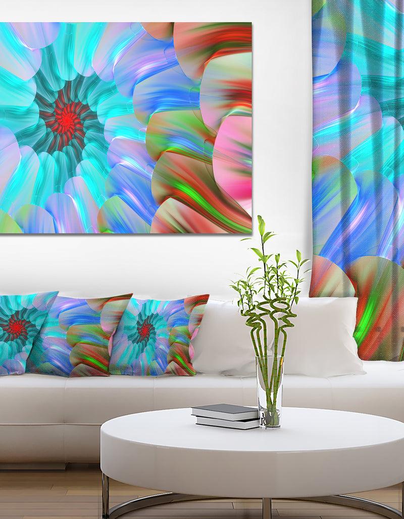 designq Blue Colored Stain Glass with Spirals - Extra Large Floral Canvas Art Print