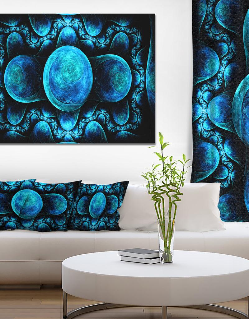 designq Blue Exotic Pattern on Black - Abstract Art on Canvas