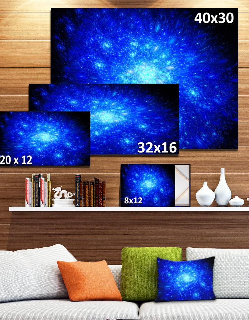 Designq Blue Fireworks On Black - Extra Large Abstract Canvas Art Print