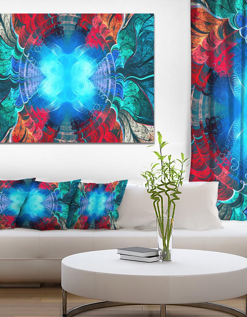 designq Blue Fractal Circles and Waves - Large Wall Art on Canvas